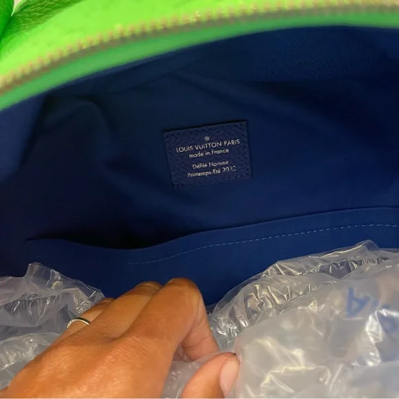 LOUIS VUITTON Virgil Abloh Blue & Neon Green Gradient Illusion Backpack - Picture 2 of 9
